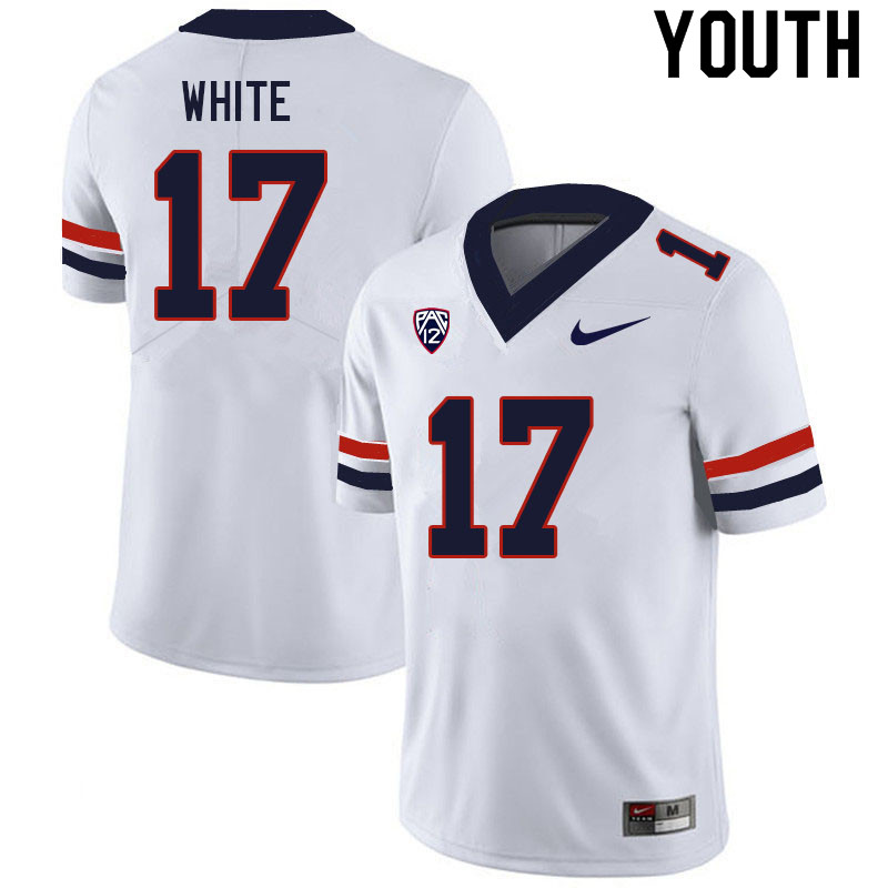 Youth #17 Jaden White Arizona Wildcats College Football Jerseys Sale-White